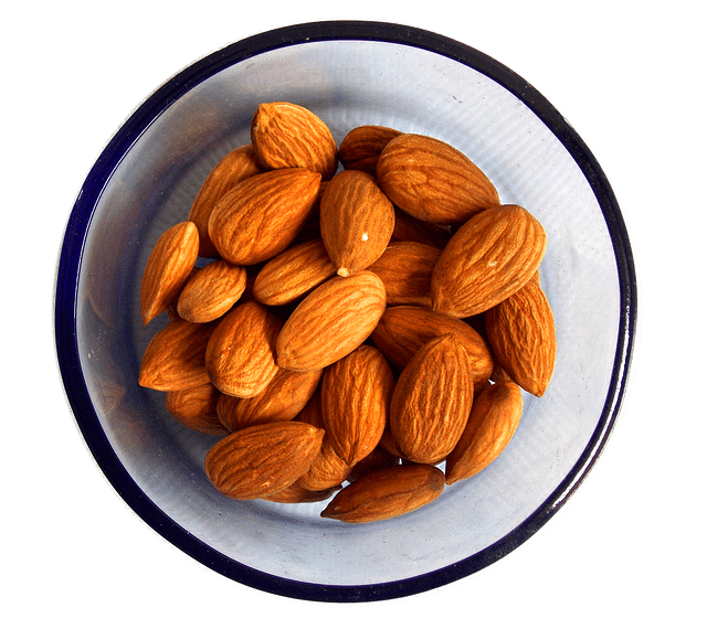 almonds in white bowl