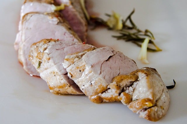 pork tenderloin cut up with vegetables