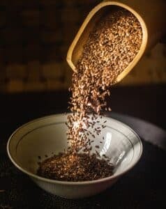 flaxseeds fallen into bowl