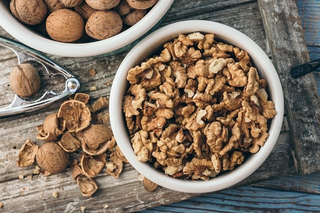 walnuts in white bowl